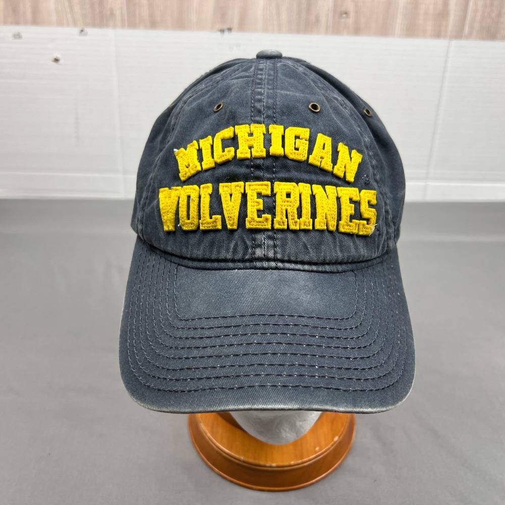 Adidas Michigan Wolverines Big Spell Out Logo Cap Adult Adjustable Blue Hat